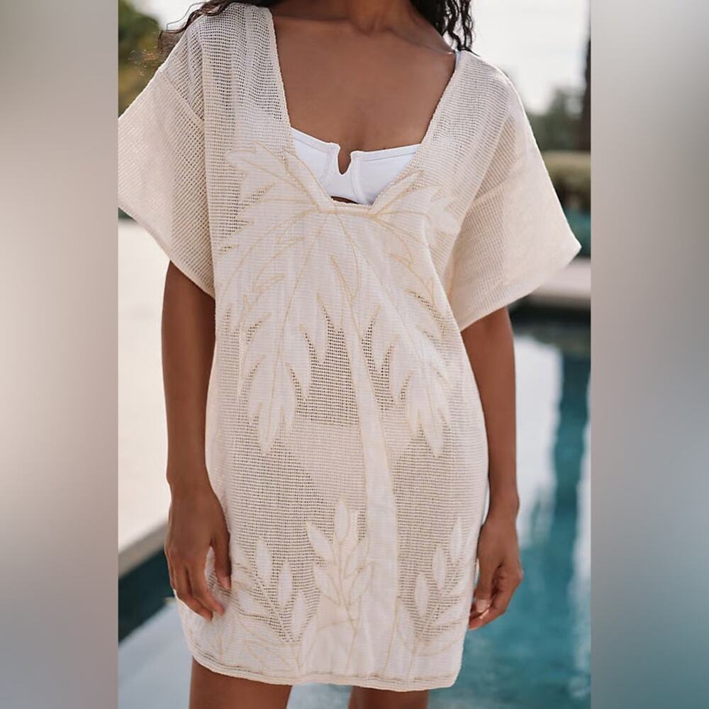Anthropologie Celadine Embroidered Mini Dress Crochet Beach Coverup Size XXS